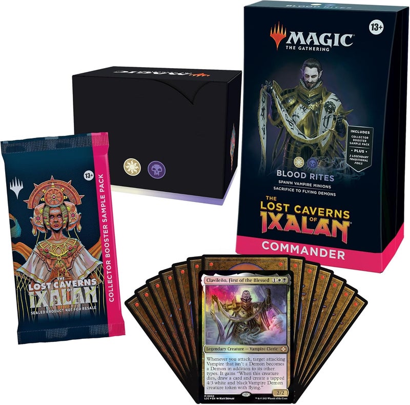 Magic the Gathering The Lost Caverns of Ixalan Commander Deck - Blood Rites (100-Card Deck, 2-Card Collector Booster Sample Pack + Accessories) - Image 1